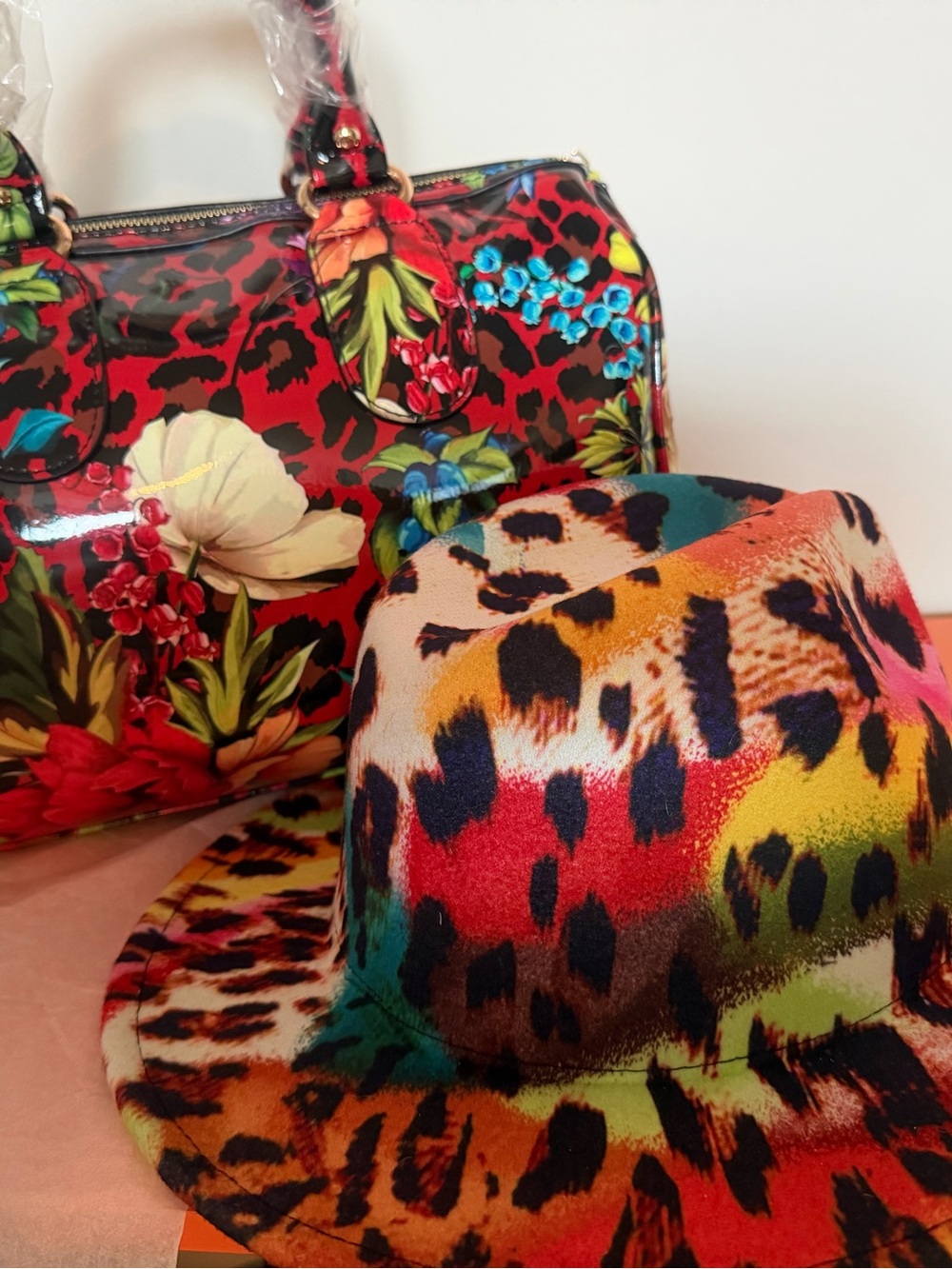 Colorful Leopard Print Bucket Hat - Women & Purse